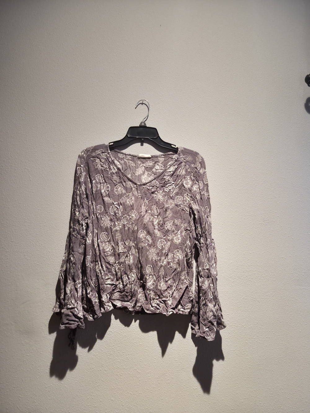 Crescent Lilac Floral V-Neck Long Sleeve Blouse